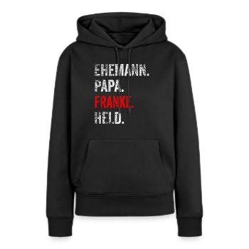 Franke Papa Fränkisch Père Fête des Pères Haute-Franconie L - Sweat à capuche Premium bio Femme - noir - Devant - Julia (174cm)