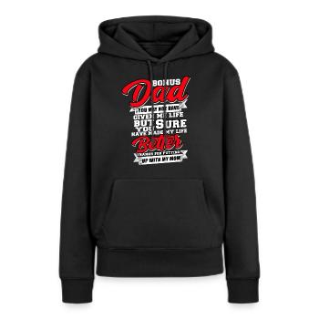 stiefvater - Frauen Premium Bio Hoodie - Schwarz - Vorne - Julia (174cm)