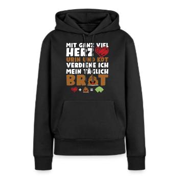 Mit ganz viel Herz Urin und Kot - Frauen Premium Bio Hoodie - Schwarz - Vorne - Julia (174cm)