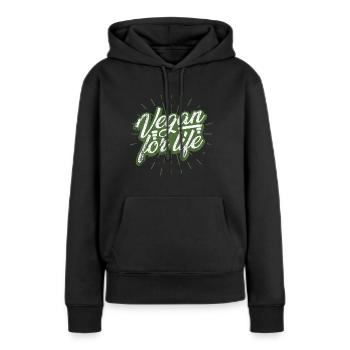 Vegan Veganer - Frauen Premium Bio Hoodie - Schwarz - Vorne - Julia (174cm)