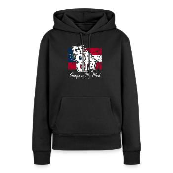 Georgien auf meinem Kopf - Slogan von GA - Frauen Premium Bio Hoodie - Schwarz - Vorne - Julia (174cm)