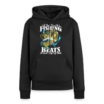 Drôle dictons travail pêcheur cadeau bourreau de travail - Sweat à capuche Premium bio Femme - noir - Devant - Julia (174cm)