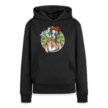 Weed Stoner fumer du cannabis - Sweat à capuche Premium bio Femme - noir - Devant - Julia (174cm)