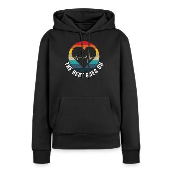 Der Schlag geht weiter - Überlebende eines Herzinfarkts werden gesund - Frauen Premium Bio Hoodie - Schwarz - Vorne - Julia (174cm)