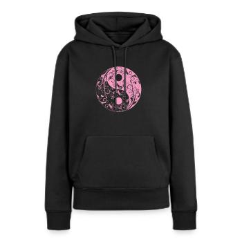Cadeau de taoïsme d'harmonie de fleurs roses de Yin Yang - Sweat à capuche Premium bio Femme - noir - Devant - Julia (174cm)