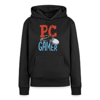 Joueur PC, joueur de bureau - Sweat à capuche Premium bio Femme - noir - Devant - Julia (174cm)