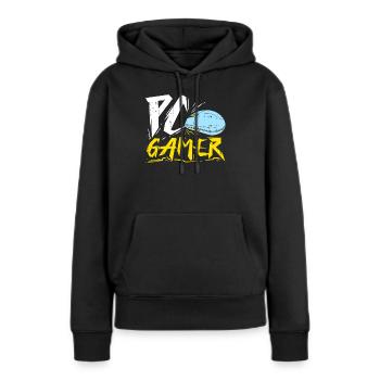 Joueur PC, joueur de bureau - Sweat à capuche Premium bio Femme - noir - Devant - Julia (174cm)