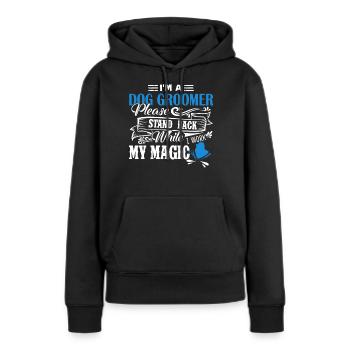 Toiletteur pour chien Je suis un toiletteur pour chien - Sweat à capuche Premium bio Femme - noir - Devant - Julia (174cm)
