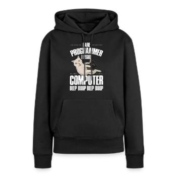 Programmeur Je suis Programmeur Bip - Sweat à capuche Premium bio Femme - noir - Devant - Julia (174cm)