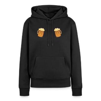 BIÈRE DRÔLE VERRE DE BIÈRE Dames cadeau buveur de bière - Sweat à capuche Premium bio Femme - noir - Devant - Julia (174cm)