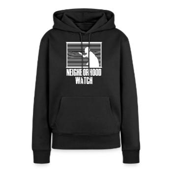 Cadeau de gardien de quartier - Sweat à capuche Premium bio Femme - noir - Devant - Julia (174cm)