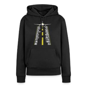 Piloten-Alphabet fürs Fliegen, Flugzeug, - Frauen Premium Bio Hoodie - Schwarz - Vorne - Julia (174cm)