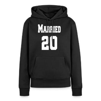 Look de couple Just Married 2020 Look de partenaire - Sweat à capuche Premium bio Femme - noir - Devant - Julia (174cm)