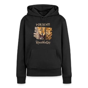 Raubkatze Leopard - Frauen Premium Bio Hoodie - Schwarz - Vorne - Julia (174cm)