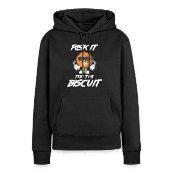 Risque drôle pour le biscuit - Pour le biscuit et - Sweat à capuche Premium bio Femme - noir - Devant - Julia (174cm)