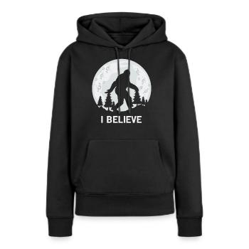 I Believe Bigfoot Moonshine Sasquatch Conspiracy T - Frauen Premium Bio Hoodie - Schwarz - Vorne - Julia (174cm)