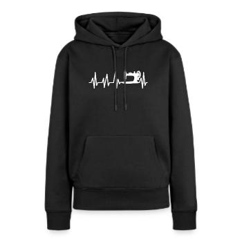 Coudre - Sweat à capuche Premium bio Femme - noir - Devant - Julia (174cm)