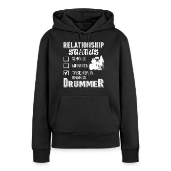 Statut de la relation batteur batteur - Sweat à capuche Premium bio Femme - noir - Devant - Julia (174cm)