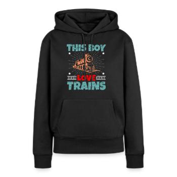 train - Sweat à capuche Premium bio Femme - noir - Devant - Julia (174cm)