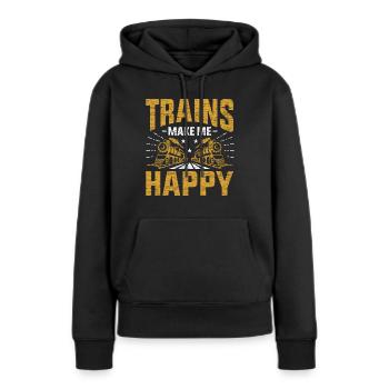 train - Sweat à capuche Premium bio Femme - noir - Devant - Julia (174cm)