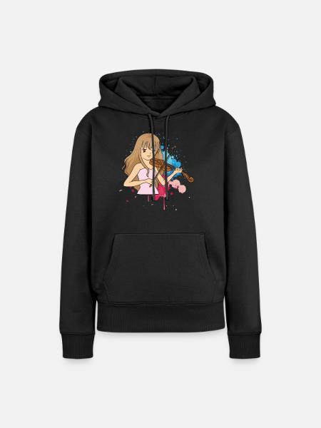 Violin girl design for orchestral violinists - Women’s Premium Organic Hoodie - black