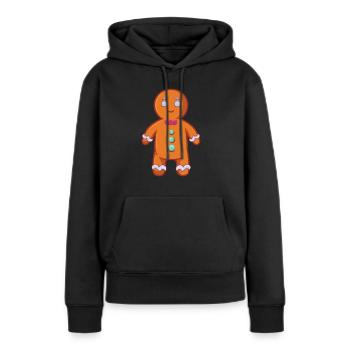 Noël en pain d'épice - Sweat à capuche Premium bio Femme - noir - Devant - Julia (174cm)