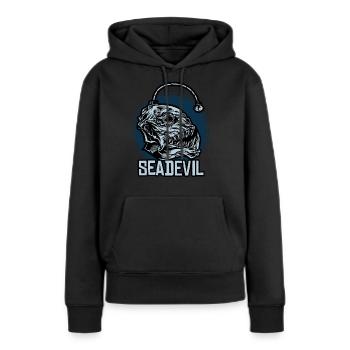 Tiefsee Anglerfisch Seadevil - Frauen Premium Bio Hoodie - Schwarz - Vorne - Julia (174cm)