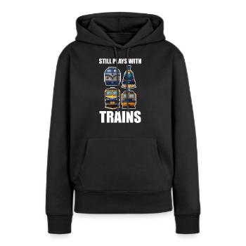 train - Sweat à capuche Premium bio Femme - noir - Devant - Julia (174cm)