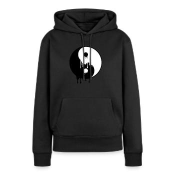 Cadeau de méditation taoïsme Yin Yang Melting Harmony - Sweat à capuche Premium bio Femme - noir - Devant - Julia (174cm)