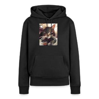 Katzen Katze, lustige Sprüche - Frauen Premium Bio Hoodie - Schwarz - Vorne - Julia (174cm)
