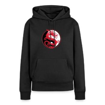 Yin Yang Dragon Chine Harmonie Taoïsme Taoïsme Cadeau - Sweat à capuche Premium bio Femme - noir - Devant - Julia (174cm)