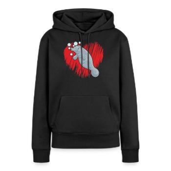 Lamantin lamantin d'amour - Sweat à capuche Premium bio Femme - noir - Devant - Julia (174cm)