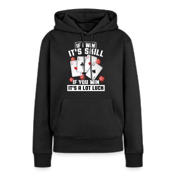 Gagnant du jeu de cartes de poker Texas Hold'em Spades Bluff - Sweat à capuche Premium bio Femme - noir - Devant - Julia (174cm)