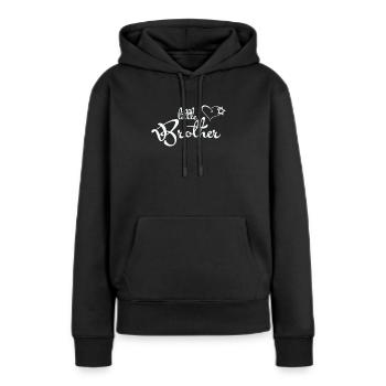 Petit frère - cadeau pour frère - cœur de frère - Sweat à capuche Premium bio Femme - noir - Devant - Julia (174cm)