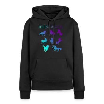 Se sentir magique - Sweat à capuche Premium bio Femme - noir - Devant - Julia (174cm)