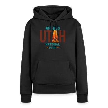 Nationalpark Arches, Nationalpark Arches national - Frauen Premium Bio Hoodie - Schwarz - Vorne - Julia (174cm)