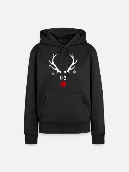 Rentier Geweih Weihnachten Schneeflocken Geschenk - Frauen Premium Bio Hoodie - Schwarz