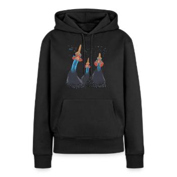 Trio pintades - Sweat à capuche Premium bio Femme - noir - Devant - Julia (174cm)