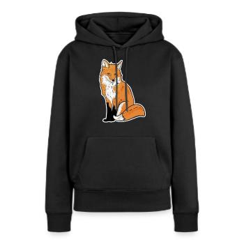 Illustration de renard - Sweat à capuche Premium bio Femme - noir - Devant - Julia (174cm)