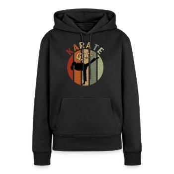 Karaté Girl Judo Sport de combat kickboxeuse motif - Sweat à capuche Premium bio Femme - noir - Devant - Julia (174cm)