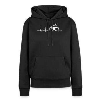 Blacksmithing My Heartbeat Is Anvil Hammer - Frauen Premium Bio Hoodie - Schwarz - Vorne - Julia (174cm)