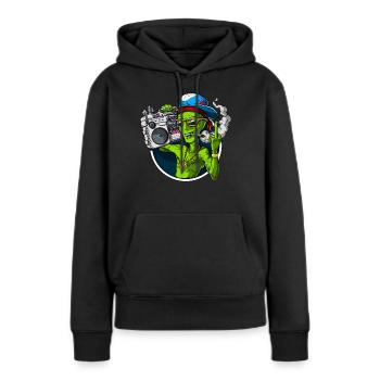 Fête des Aliens Stoner - Sweat à capuche Premium bio Femme - noir - Devant - Julia (174cm)