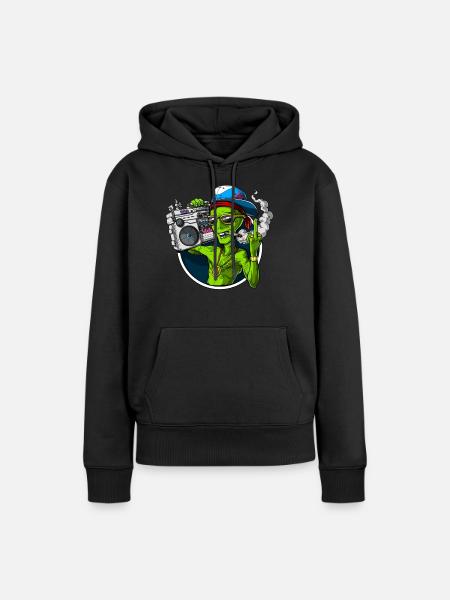 Aliens Stoner Party - Frauen Premium Bio Hoodie - Schwarz
