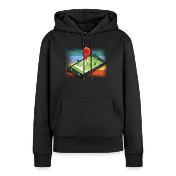 Geocache GPS Outdoor Lost place cadeau - Sweat à capuche Premium bio Femme - noir - Devant - Julia (174cm)