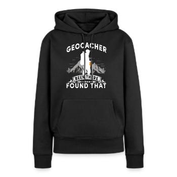 géocache - Sweat à capuche Premium bio Femme - noir - Devant - Julia (174cm)