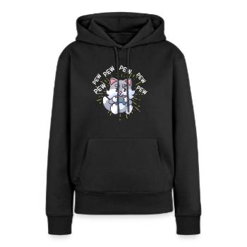 Console de jeu de jeux vidéo Pew Pew Gaming Cat - Sweat à capuche Premium bio Femme - noir - Devant - Julia (174cm)