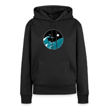 Vagues Yin Yang Lune Nuit Ocean Harmony Beach Cadeau - Sweat à capuche Premium bio Femme - noir - Devant - Julia (174cm)
