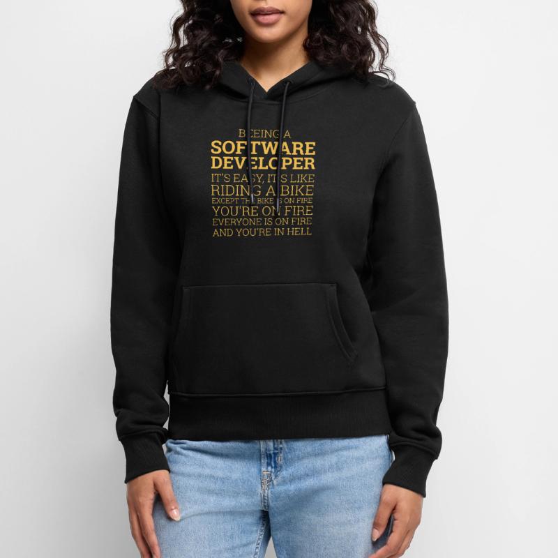 « Software Developer- Riding a Bike » | Programmer Sweat à capuche Premium bio Femme