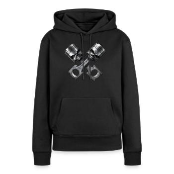 Totenkopf Motor Kolben - Frauen Premium Bio Hoodie - Schwarz - Vorne - Julia (174cm)