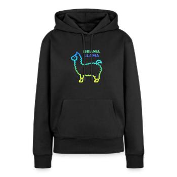 Lama lama dramatique - Sweat à capuche Premium bio Femme - noir - Devant - Julia (174cm)